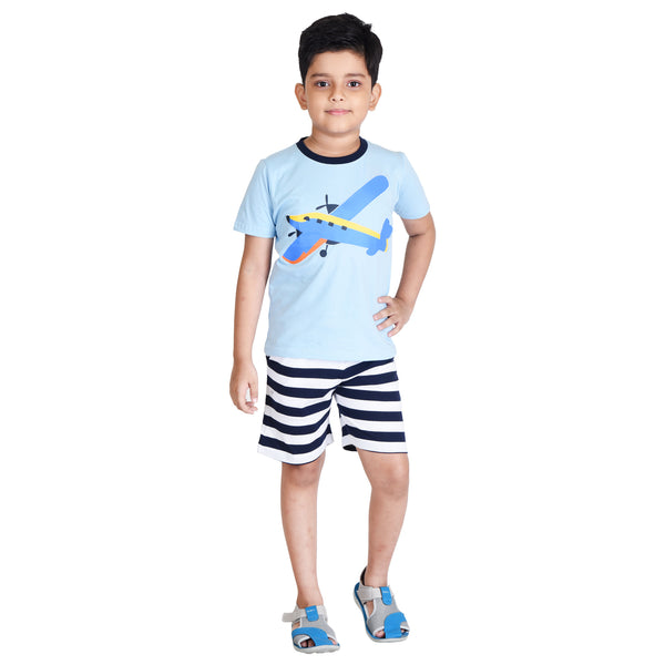 Clothe Funn Boys Set, Sky Blue/Stripes