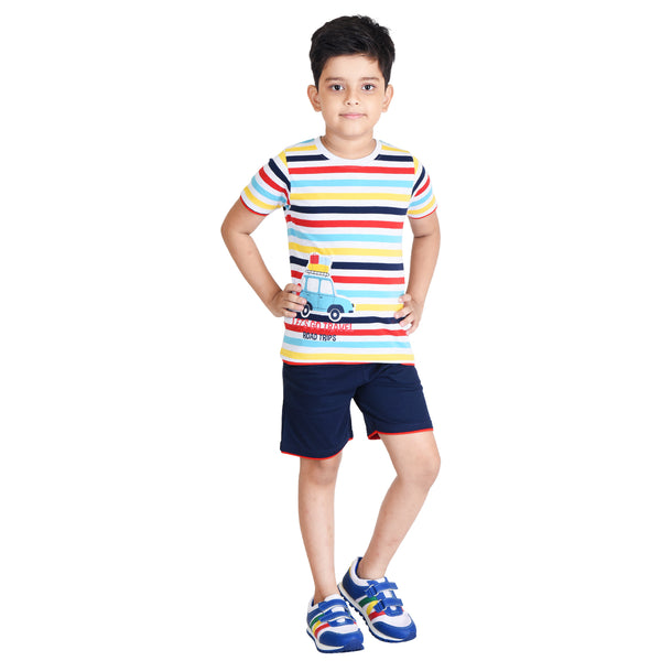 Clothe Funn Boys Set, Grey Stripes, Navy