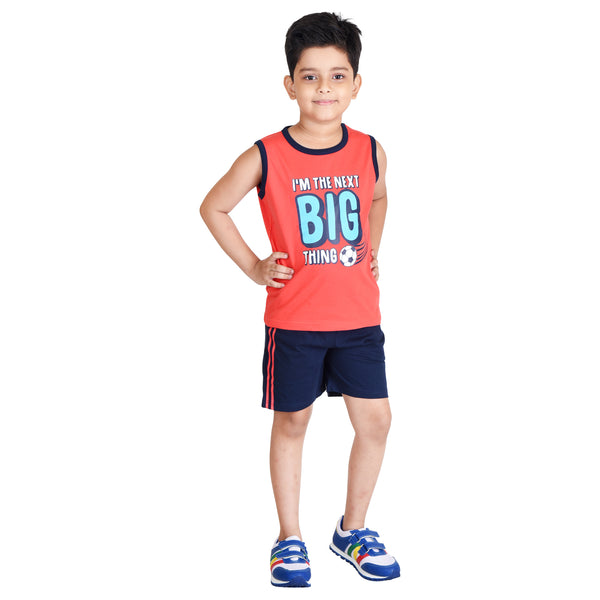 Clothe Funn Boys Set, Coral/Navy