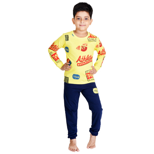 Clothe Funn Boys Set, Yellow AOP/Navy