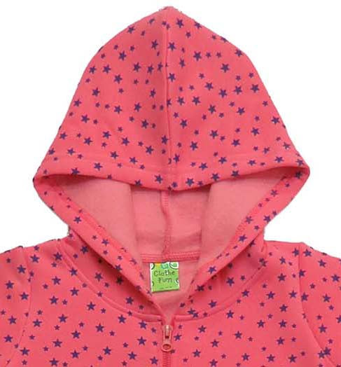 Clothe Funn Girls Classic Printed Hood Jacket with Zipper, Candy pink