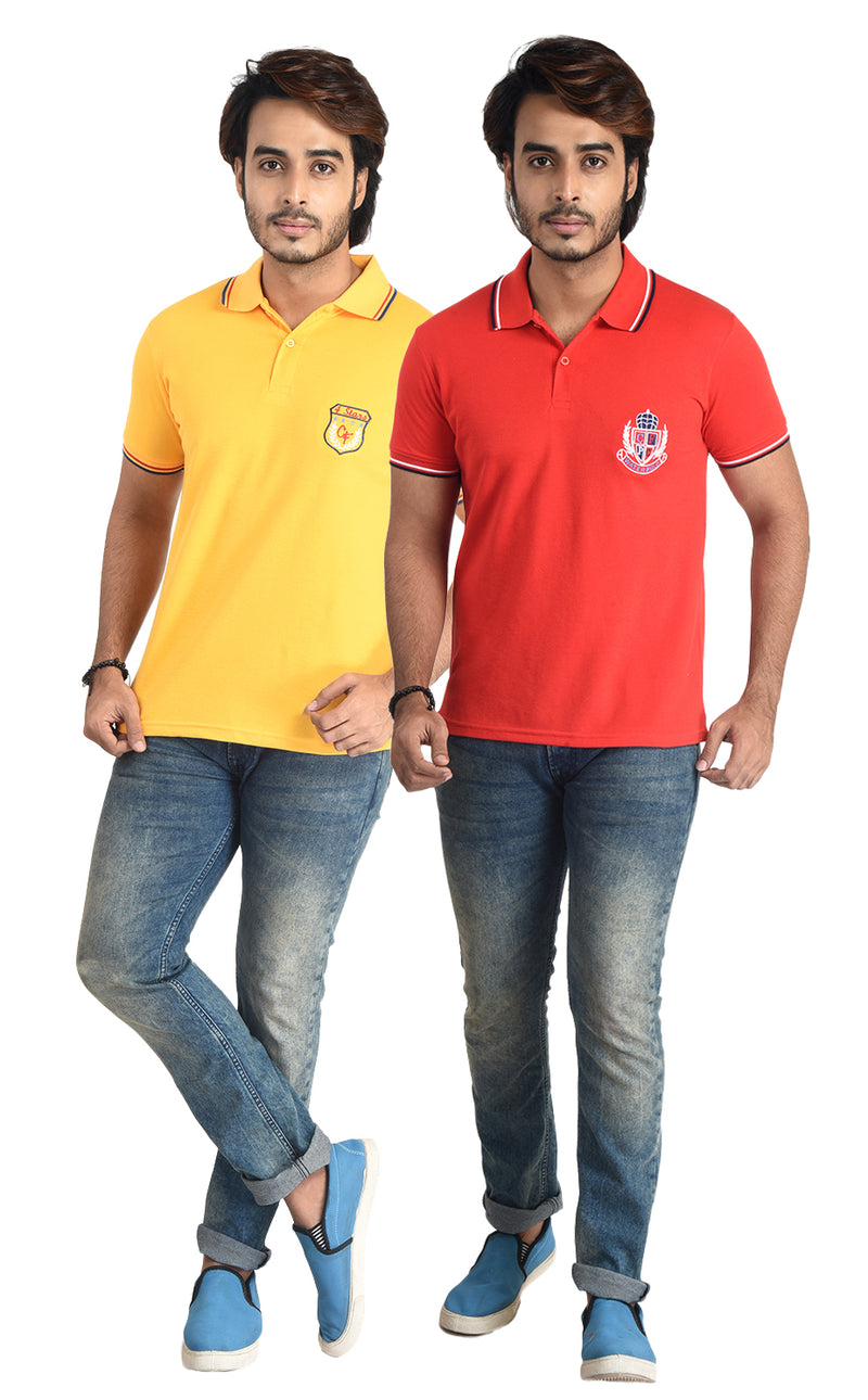 Clothe Funn Mens Polo T-Shirt Emb, Combo 2