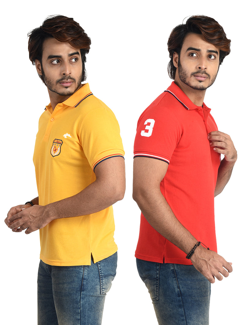 Clothe Funn Mens Polo T-Shirt Emb, Combo 2