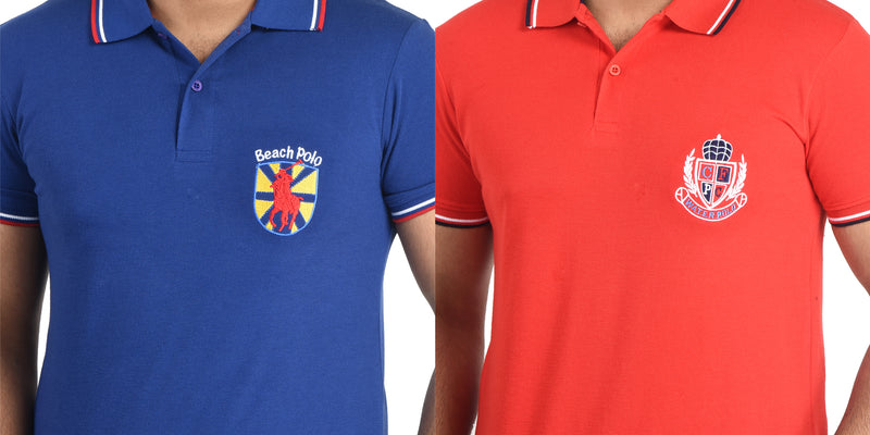 Clothe Funn Mens Polo T-Shirt Emb, Combo 1