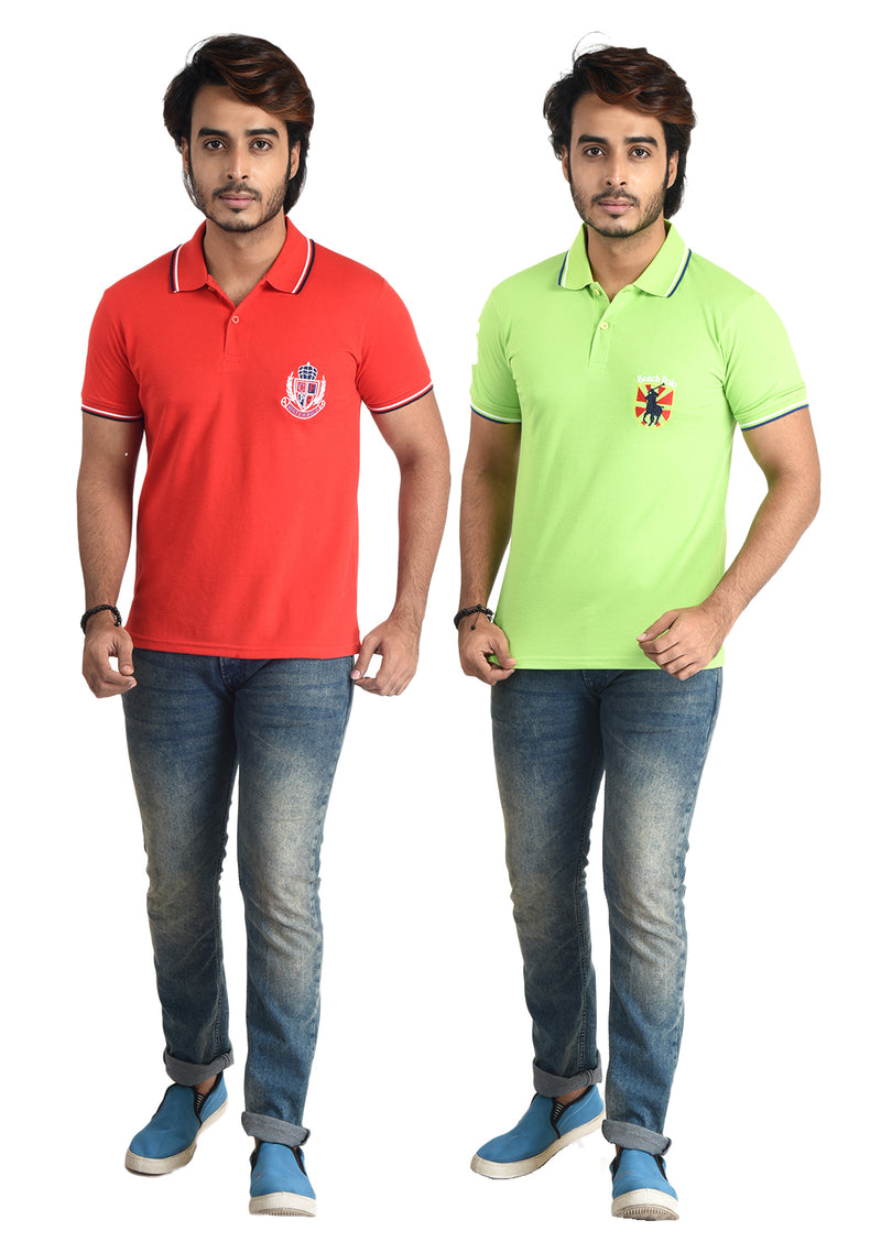 Clothe Funn Mens Polo T-Shirt Emb, Combo 3