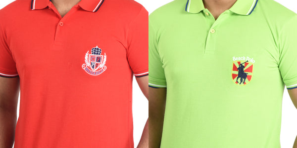 Clothe Funn Mens Polo T-Shirt Emb, Combo 3