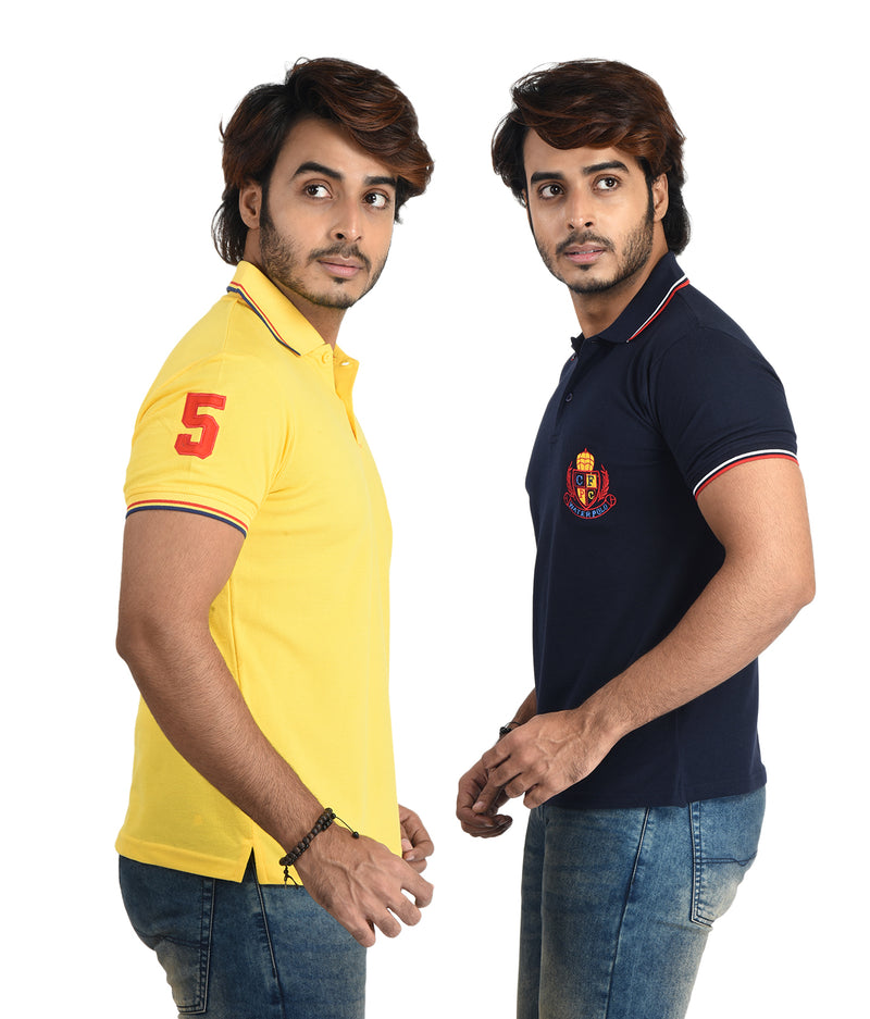 Clothe Funn Mens Polo T-Shirt Emb, Combo 6