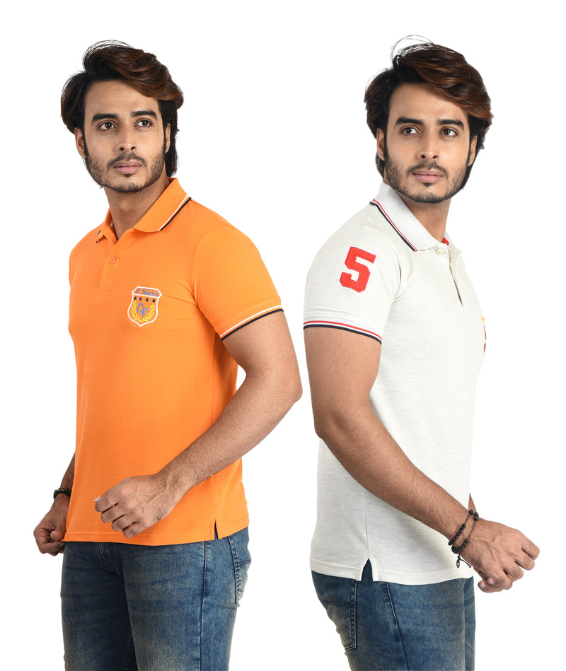 Clothe Funn Mens Polo T-Shirt Emb, Combo 8