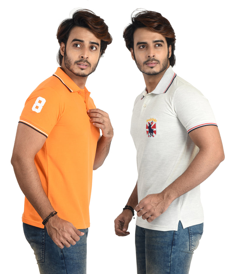 Clothe Funn Mens Polo T-Shirt Emb, Combo 8