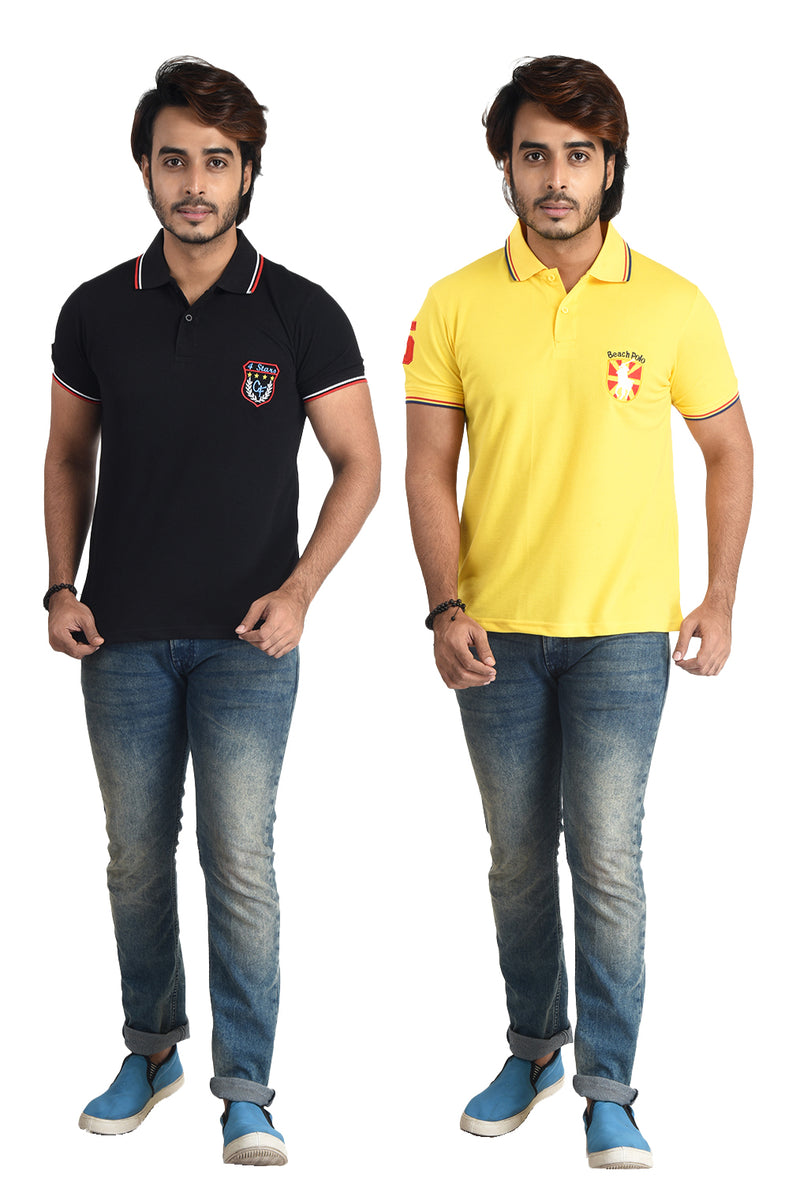 Clothe Funn Mens Polo T-Shirt Emb, Combo 9