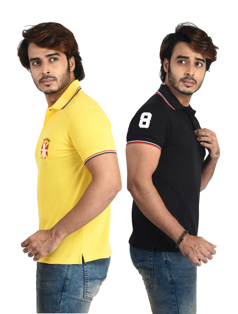 Clothe Funn Mens Polo T-Shirt Emb, Combo 9