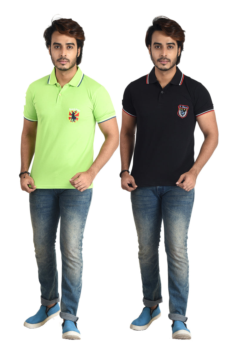 Clothe Funn Mens Polo T-Shirt Emb, Combo 10