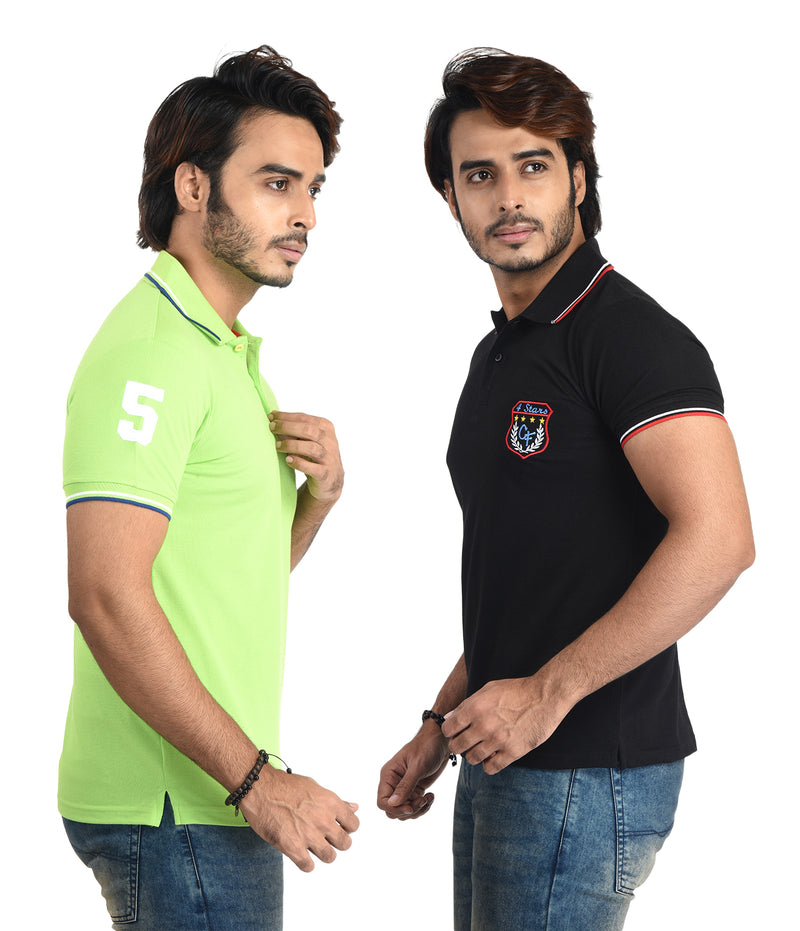 Clothe Funn Mens Polo T-Shirt Emb, Combo 10