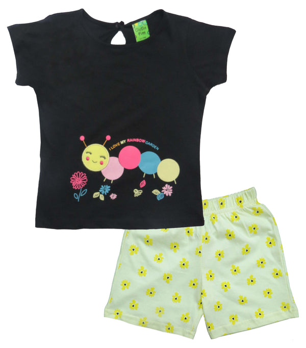 Clothe Funn Baby Girls Coordinate Set, Black/Lemon