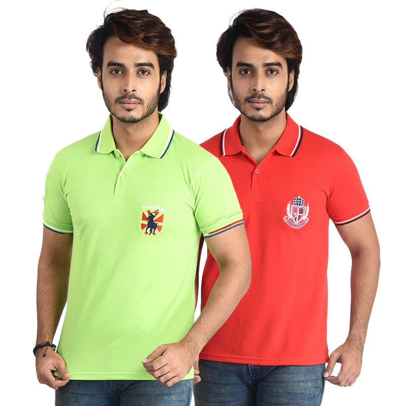 Clothe Funn Mens Polo T-Shirt Emb, Combo 3