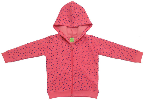 Clothe Funn Girls Classic Printed Hood Jacket with Zipper, Candy pink