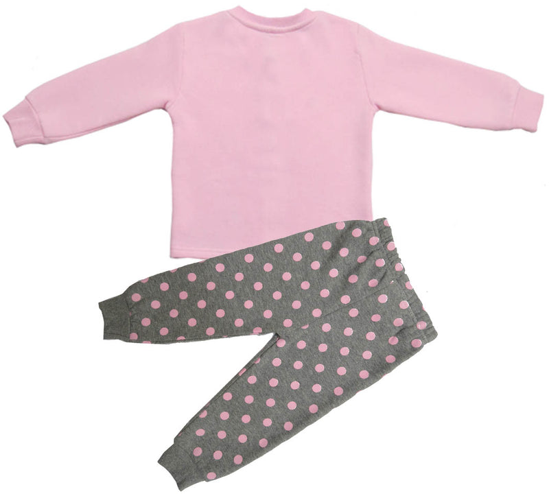 Clothe Funn Baby Girls Fleece Winter Coordinate Set, Pink/Grey AOP