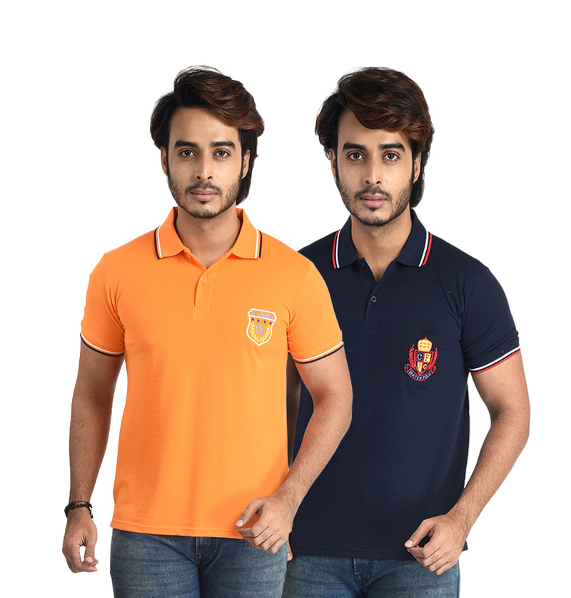 Clothe Funn Mens Polo T-Shirt Emb, Combo 5