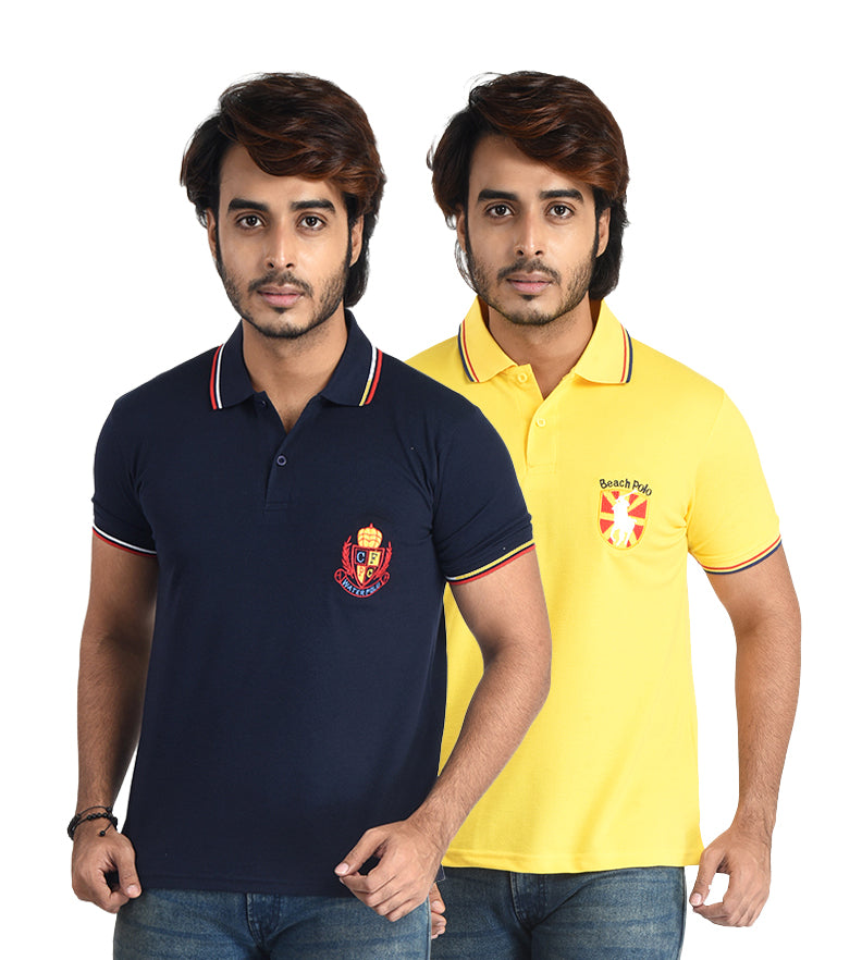 Clothe Funn Mens Polo T-Shirt Emb, Combo 6