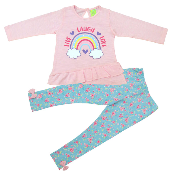 Clothe Funn Girls Set, Pink/Aqua Aop