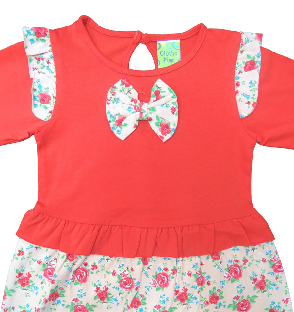 Clothe Funn New Born Baby Girls Dress, Coral/Peach