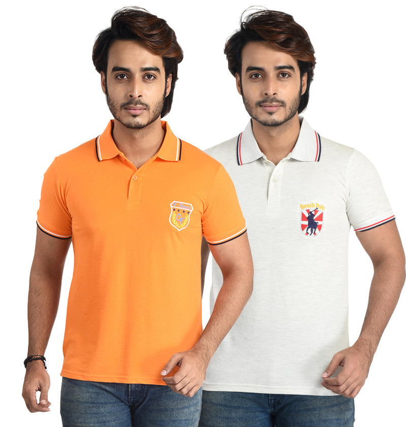 Clothe Funn Mens Polo T-Shirt Emb, Combo 8