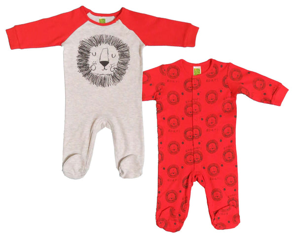 Clothe funn Baby Girls & Boys Sleepsuit, Carrot/Ecru Melange (Pack Of 2)