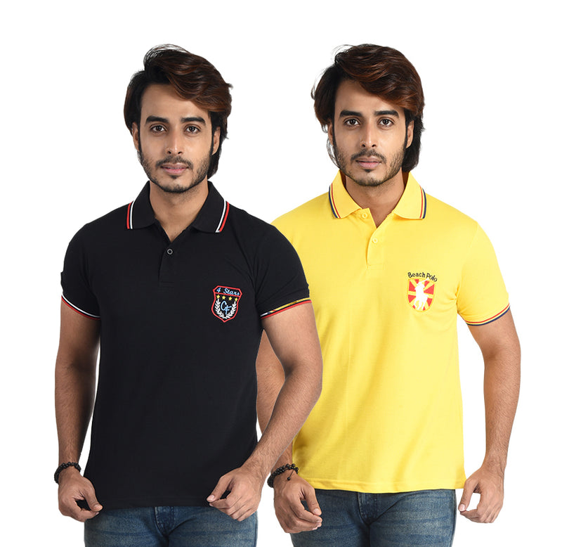 Clothe Funn Mens Polo T-Shirt Emb, Combo 9