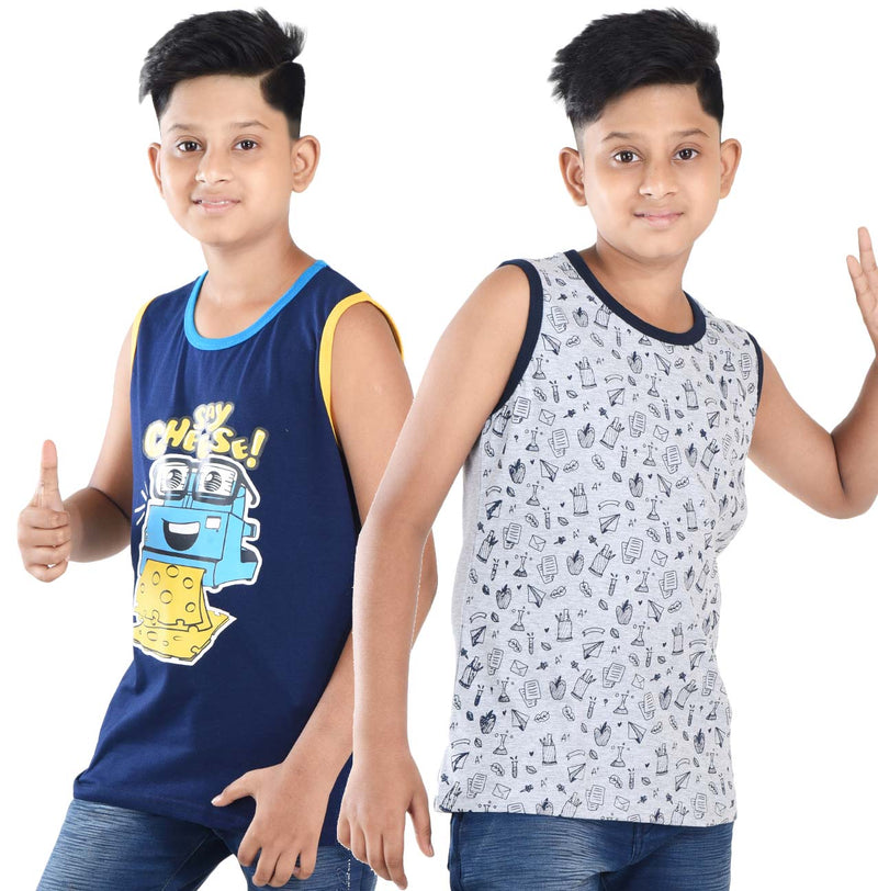 Clothe Funn Boys Sleevless T-shirts, Combo 7