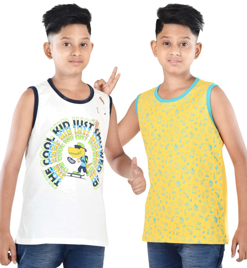 Clothe Funn Boys Sleevless T-shirts, Combo 6