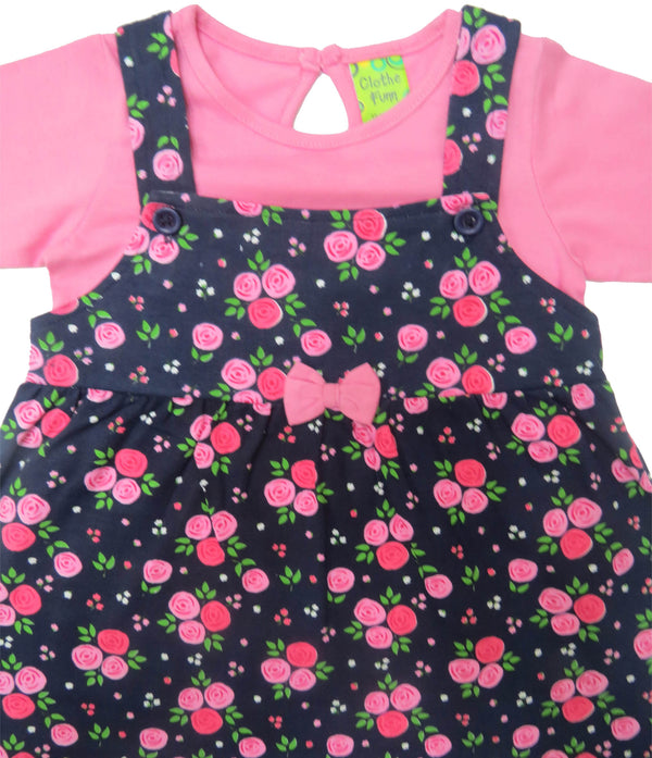 Clothe Funn New Born Baby Girls Dress,  Pink,Navy AOP