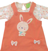 Clothe Funn New Born Baby Girls Dress, Peach/Coral