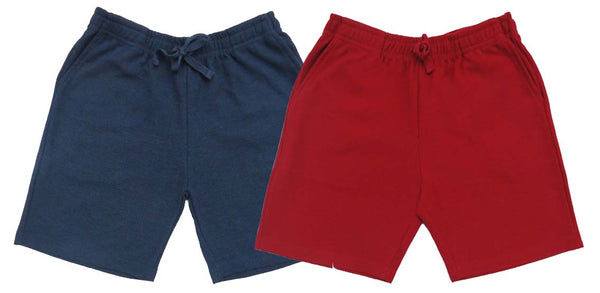 Clothe Funn Boys Regular Shorts, Maroon/Navy Mel, Combo:-2 (Pack Of 2)