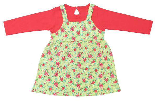 Clothe Funn New Born Baby Girls Dress, Coral/Yellow AOP