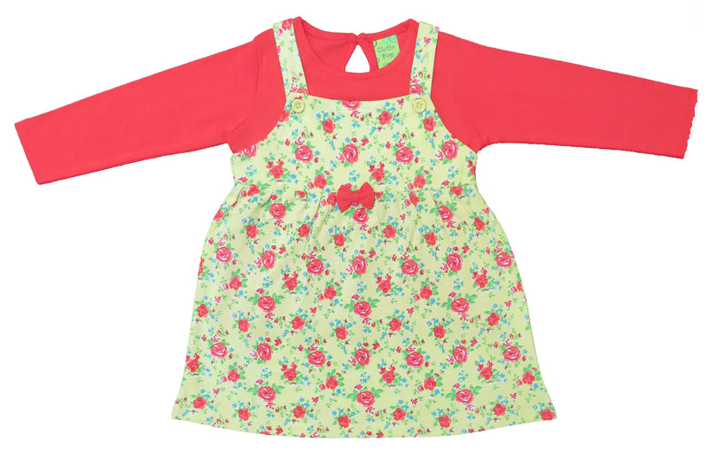 Clothe Funn New Born Baby Girls Dress, Coral/Yellow AOP