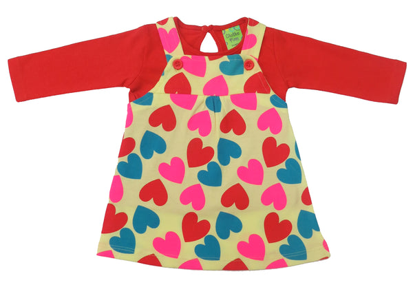 Clothe Funn New Born Baby Girls Dress, Lemon AOP/Coral