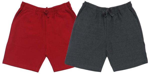 Clothe Funn Boys Regular Shorts, Maroon/Anthra Mel, Combo:-3 (Pack Of 2)