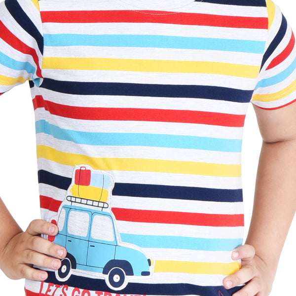 Clothe Funn Boys Set, Grey Stripes, Navy